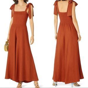 S/W/F SWF Zest Wide Leg Sleeveless Tie Shoulder Strap Square Neck Jumpsuit Sz XS